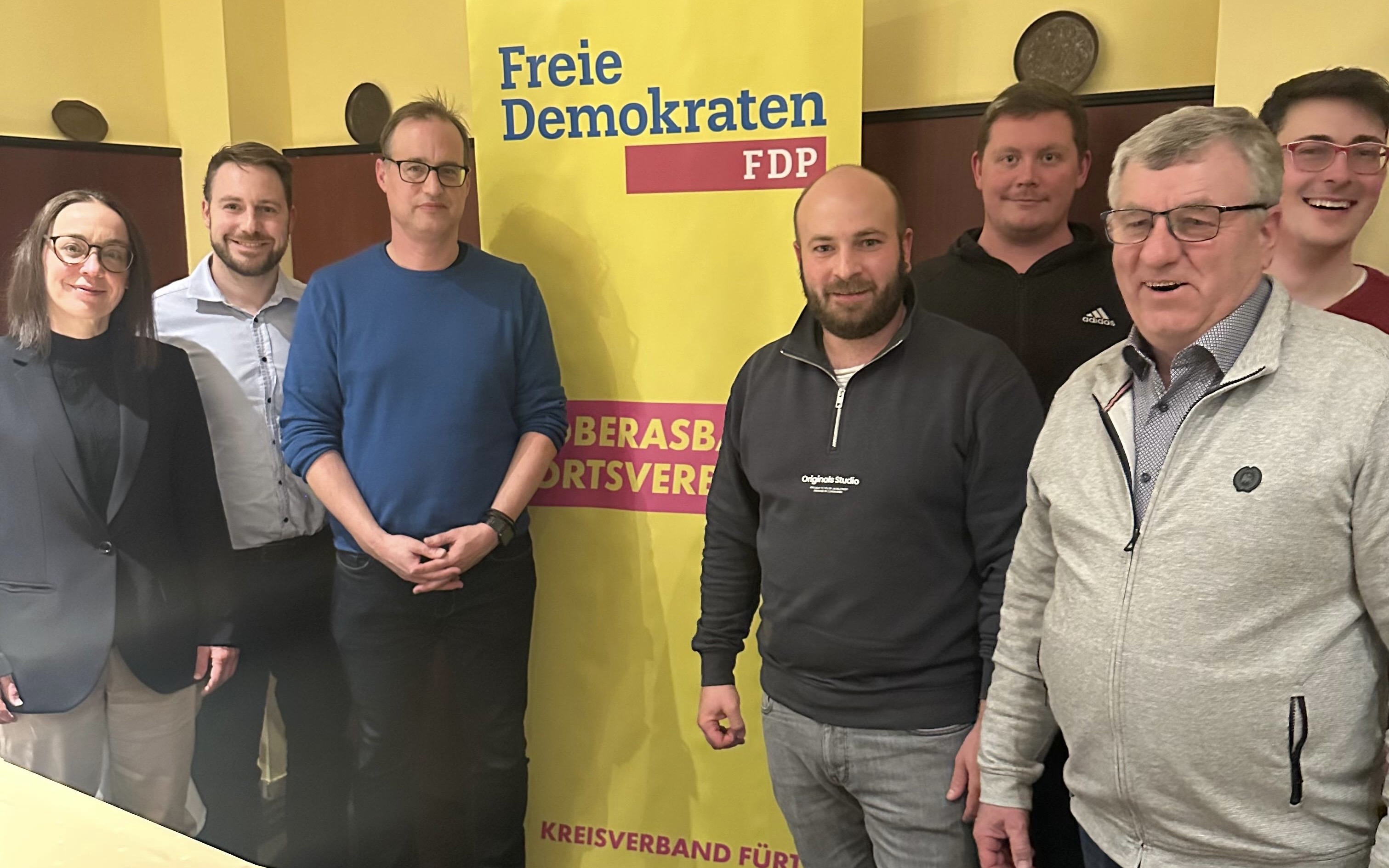 Von links: Birgit Wegner, Bezirksvorsitzende, Danny Hörig, Stellvertretender Ortsvorsitzender, Dr. Oliver Steiner, Ortsvorsitzender, Georg Peter, Stellvertretender Ortsvorsitzender, Alexander Germann, Schriftführer, Thomas Peter, Stadtratsmitglied, Daniel Bayer, Bundestagskandidat